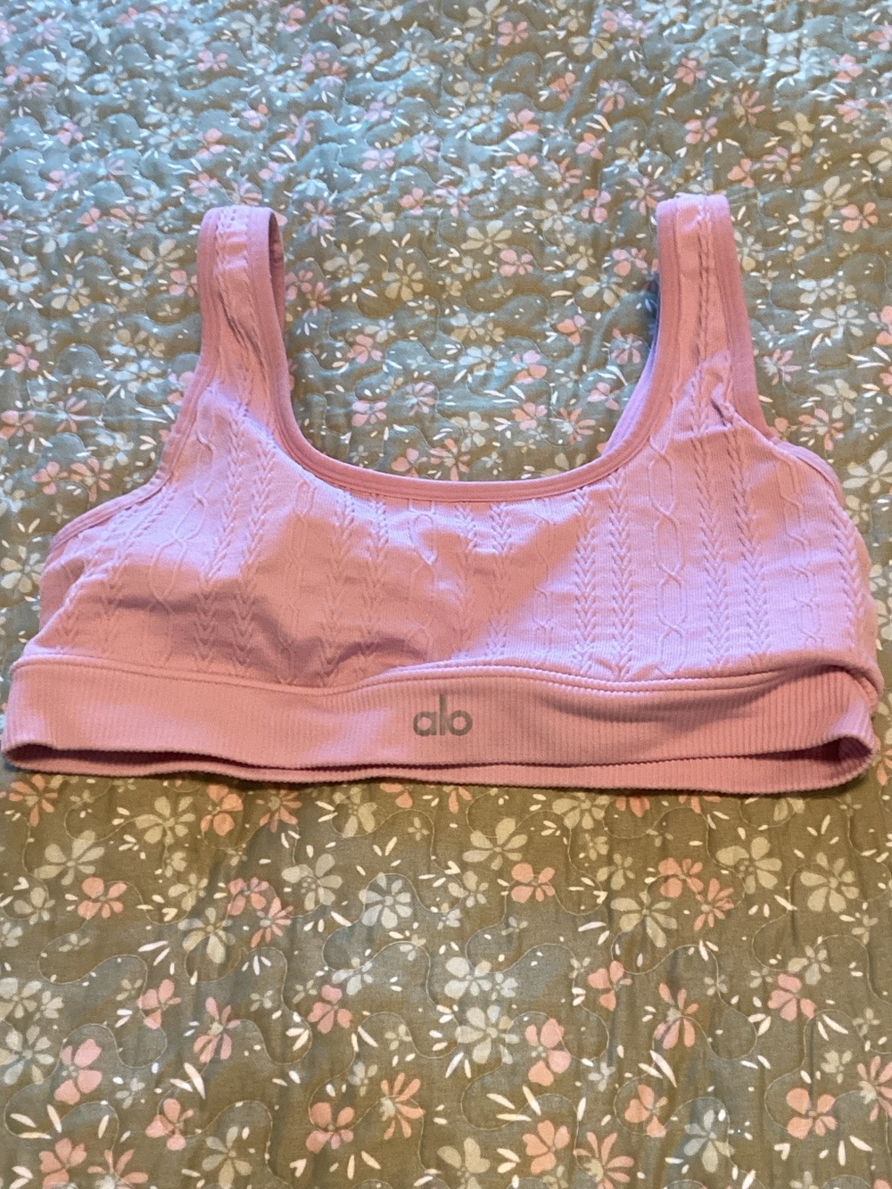 ALO Yoga Mauve Ribbed Seamless Sports Bra S
